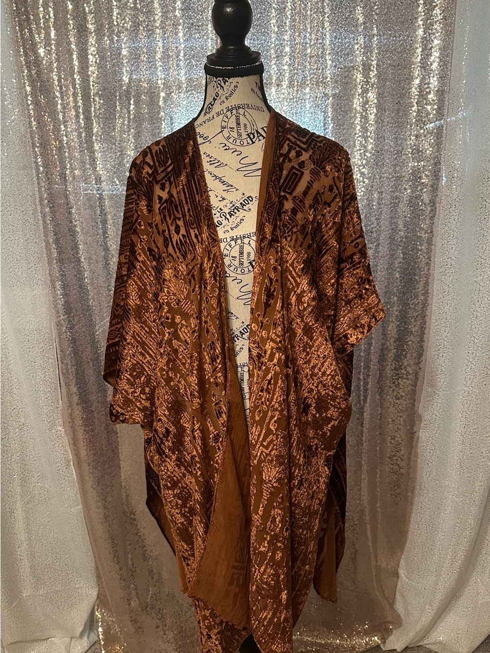 The Pioneer Woman Rust Brown Velvet Burnout Cover Up